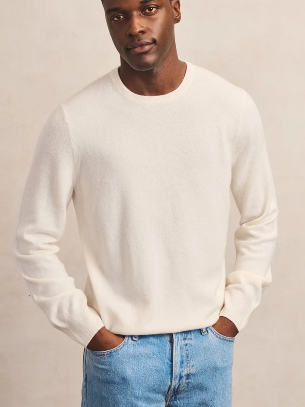 Naadam The Original Cashmere Crewneck Sweater in Ivory Men's XL